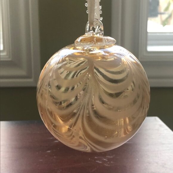 Golden Glass Hanging Ball - 3” - Picture 1 of 3